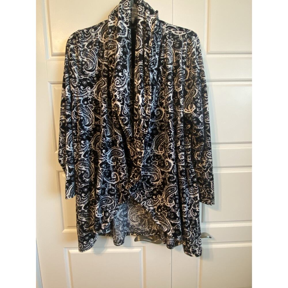 Lot 2 Carole Hochman L Plush Robe Cozy Warm Velour Pockets Soft+ Shirt Black - Picture 2 of 16